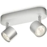 Philips Led plafondspot My Living Star 2-lichts metaalgrijs