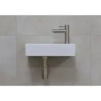 Mueller Mini Rhea 36x18x9cm fonteinset mat wit met RVS kraan rechts