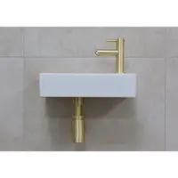 Mueller Mini Rhea 36x18x9cm fonteinset mat wit met gouden kraan rechts