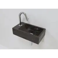 Lambini Designs Recto links natuursteen fonteinset met chroom gebogen fonteinkraan en toebehoren