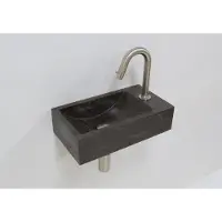 Lambini Designs Recto rechts natuursteen fonteinset met RVS gebogen fonteinkraan en toebehoren