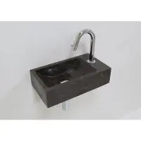 Lambini Designs Recto rechts natuursteen fonteinset met chroom gebogen fonteinkraan en toebehoren