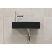 Mueller Mini Rhea 36x18x9cm zwarte fonteinset met chromen kraan links
