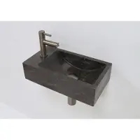 Lambini Designs Recto links natuursteen fonteinset met oud ijzerkleurige kraan en toebehoren