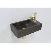 Lambini Designs Recto rechts natuursteen fonteinset met gouden kraan en toebehoren