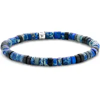 Frank 1967 7FB-0420 Rekarmband natuursteen beads blauw-zwart