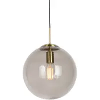 QAZQA Moderne hanglamp messing met smoke glas 30 cm - Ball