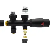 SaniGoods thermostatische radiatorkraan recht 1/2"x16 M30 zwart