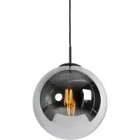 QAZQA Art Deco hanglamp zwart met smoke glas 30 cm - Pallon