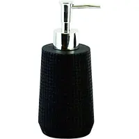 Spirella MSV Zeeppompje/dispenser - Squares - kunststeen - zwart - 7 x 18 cm - 275 ml - Zeeppompjes