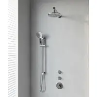 Brauer Chrome Edition thermostatische inbouw regendouche SET 19 met 20 cm douchekop en rechte muurarm en 3-standen handdouche en doucheslang en geïntegreerde glijstang chroom