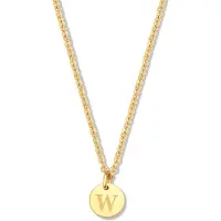 CO88 Collection Collection Alphabet 8CN 26160 Stalen collier -hanger rond 7mm - letter W - 38 + 7 cm - Goudkleurig
