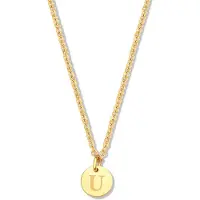 CO88 Collection Collection Alphabet 8CN 26158 Stalen collier -hanger rond 7mm - letter U - 38 + 7 cm - Goudkleurig