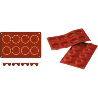 Silikomart bakvorm 8 ronde savarins ø 6,5 cm silicone bruin