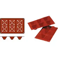 Silikomart Piramidevorm 6s, siliconen, lengte: 300 mm, breedte: 175 mm, Bakblik, Transparant