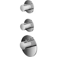 Hotbath mate afbouwdeel high flow 2 stopkranen rond geborsteld nikkel