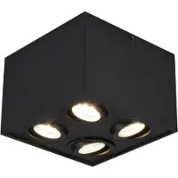 BES LED LED Plafondspot - Trion Bisqy - GU10 Fitting - 4-lichts - Vierkant - Mat Zwart - Aluminium