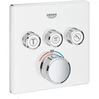 GROHE Grohtherm SmartControl - Afdekset badthermostaat met 3 omstelkranen voor 3 functies, moon white 29157LS0