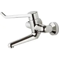 Ideal standard Ceraplus wandkraan met koppelingen met uitloop 15cm met hendel 18cm veilige sluiting over koud chroom