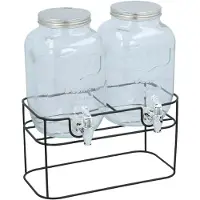 Merkloos Elegante dubbele drankdispenser 2x 4 liter Inclusief standaard 33x17x32cm