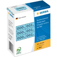Herma Nummer etiketten drievoudig zelfklevend 10x22 mm blauw/zwart