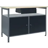 vidaXL Werkbank 120x60x85 cm staal zwart