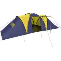 vidaXL Tent 9-persoons polyester blauw en geel