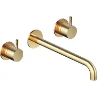Hotbath Wastafelmengkraan Cobber Inbouw 2-hendel Gebogen 25 cm Gepolijst Messing PVD