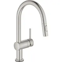 GROHE Minta Touch elektronische kraan met draaibare C-uitloop en uittrekbare dual spray m. 6V batterij supersteel