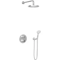Hotbath Buddy IBS1A inbouw regendoucheset met ronde handdouche aan houder en 20cm ronde hoofddouche aan 35cm wandarm chroom