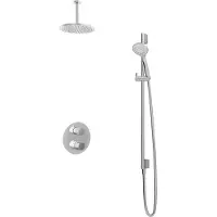 Hotbath Buddy IBS1A inbouw regendoucheset met ronde handdouche aan glijstang en 20cm ronde hoofddouche aan 15cm plafondarm chroom