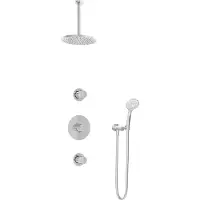 Hotbath Buddy IBS1 inbouw regendoucheset met ronde handdouche aan houder en 20cm ronde hoofddouche aan 30cm plafondarm chroom
