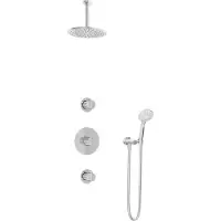Hotbath Buddy IBS1 inbouw regendoucheset met ronde handdouche aan houder en 20cm ronde hoofddouche aan 15cm plafondarm chroom