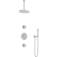Hotbath Buddy IBS1 inbouw regendoucheset met staafhanddouche aan houder en 25cm ronde hoofddouche aan 30cm plafondarm chroom