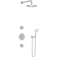 Hotbath Buddy IBS1 inbouw regendoucheset met ronde handdouche aan houder en 20cm ronde hoofddouche aan 35cm wandarm chroom