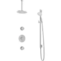 Hotbath Buddy IBS1 inbouw regendoucheset met ronde handdouche aan glijstang en 20cm ronde hoofddouche aan 30cm plafondarm chroom