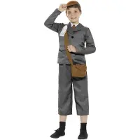 Smiffys - WW2 Evacuee Boy Kinder Kostuum - Kids tm 14 jaar - Grijs
