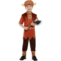 Muovijalelu Viking kostuum Ervik (bruin en grijs, S 4/6 jaar)