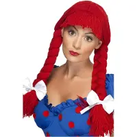 Smiffys Rode poppenhoofd pruik - Carnaval kostuum pruik