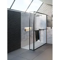 Riho Lucid GD402 douchewand met zijwand 140x200cm matzwart