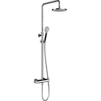 Hotbath Cobber X SDSX9 opbouw regendoucheset met ronde handdouche en 30cm ronde hoofddouche aan glijstang geborsteld nikkel