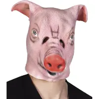 Fun Varkens masker latex (rood en naturel)