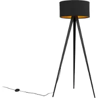 QAZQA Vloerlamp zwart met kap zwart en gouden binnenkant - Ilse