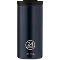 24Bottles Drinkfles 'Travel Tumbler 600 ml' blauw / zwart