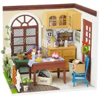 LatestBuy Toy Box Mevrouw Charlie's Eetkamer DGM09 - Houten modelbouw - Poppenhuis met LED licht - DIY