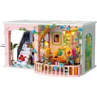Robotime Zoete Patio Dgf01 - Houten Modelbouw - Poppenhuis Met Led Licht - Diy