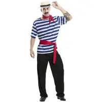 Vegaoo Gondeliers kostuum (blauw, wit en rood, S)