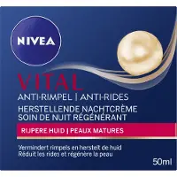 Nivea VITAL Anti-Rimpel Herstellende Nachtcrème voor Vrouwen - Rijpe Huid - Hydrateert en revitaliseert - Met Vitamine F, Teunisbloemolie en Calcium - 50 ml