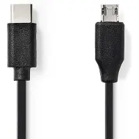 Nedis USB C naar Micro USB kabel | 1 meter | USB 2.0 (100% koper, Zwart)