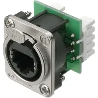 Neutrik NE8FDV-YK, RJ45, Zwart, Groen, Zilver, Wit, Nikkel, Tinlaad staal, Zink, Cat5e, Nikkel/goud, TIA/EIA 586B, IEC11801, UL 94 V-0